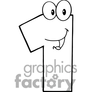 1 clipart black and white. Number free download best