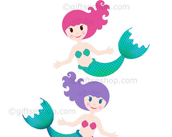1 clipart mermaid. Cute clip art pink