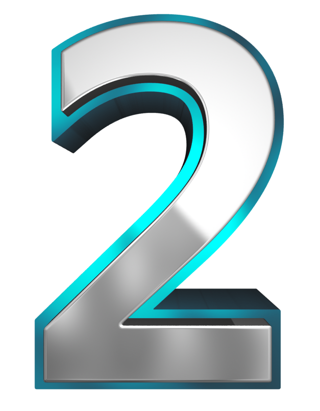 Metallic and blue two. Number 2 clipart 2png