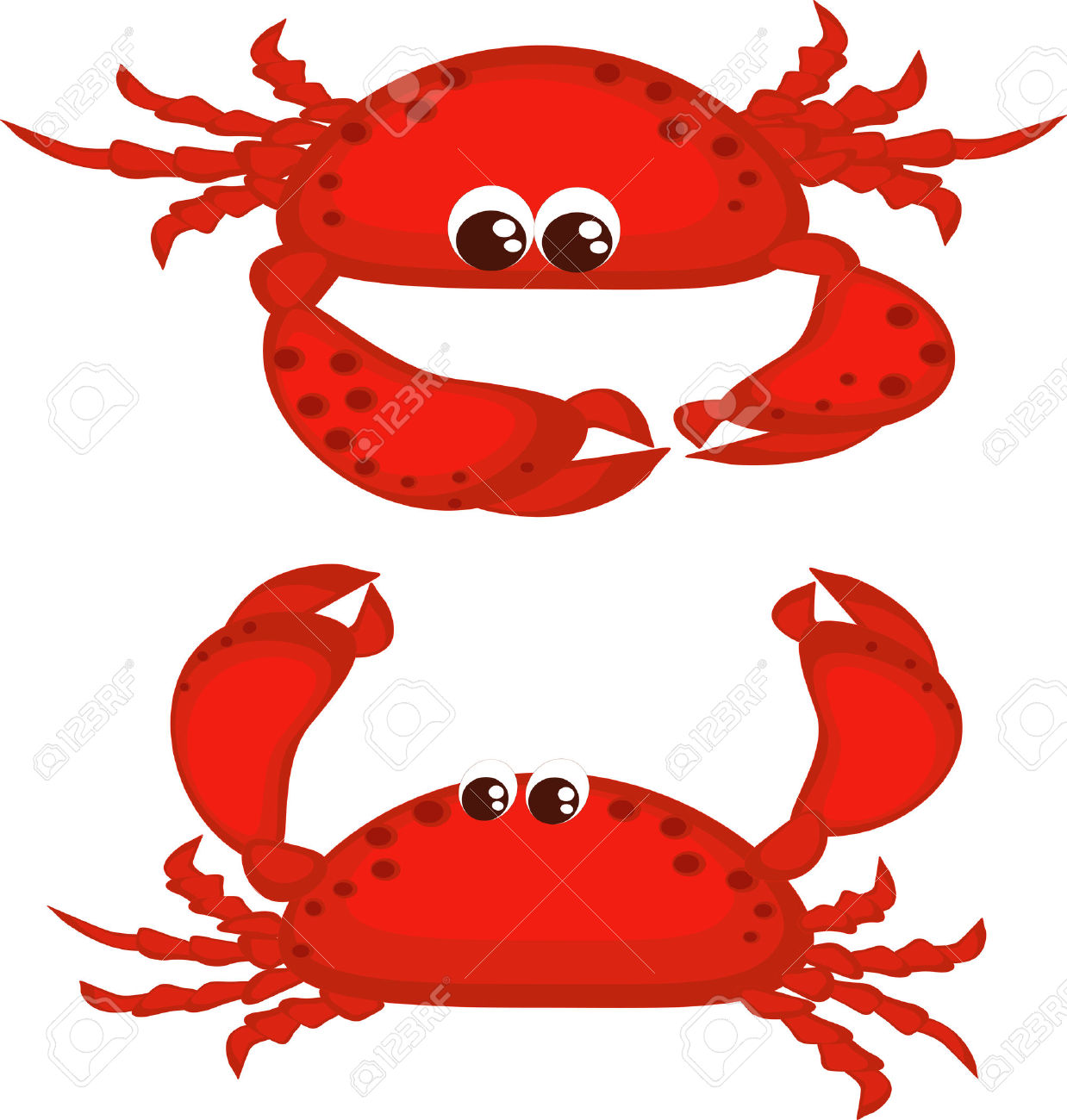 Crustacean red pencil and. 2 clipart crab