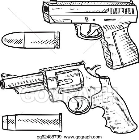 2 clipart pistol. Vector art or handgun