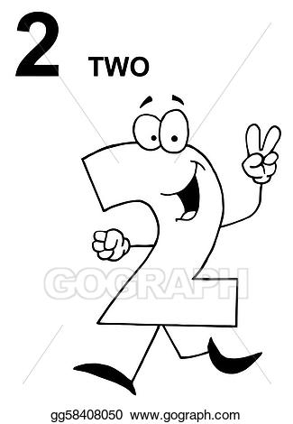 Vector art outlined number. 2 clipart two