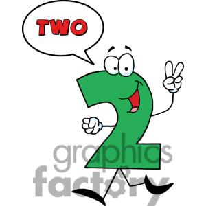 2 clipart two.  friendly number guy