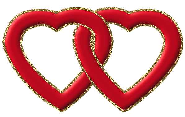 2 hearts png. Two red with gold