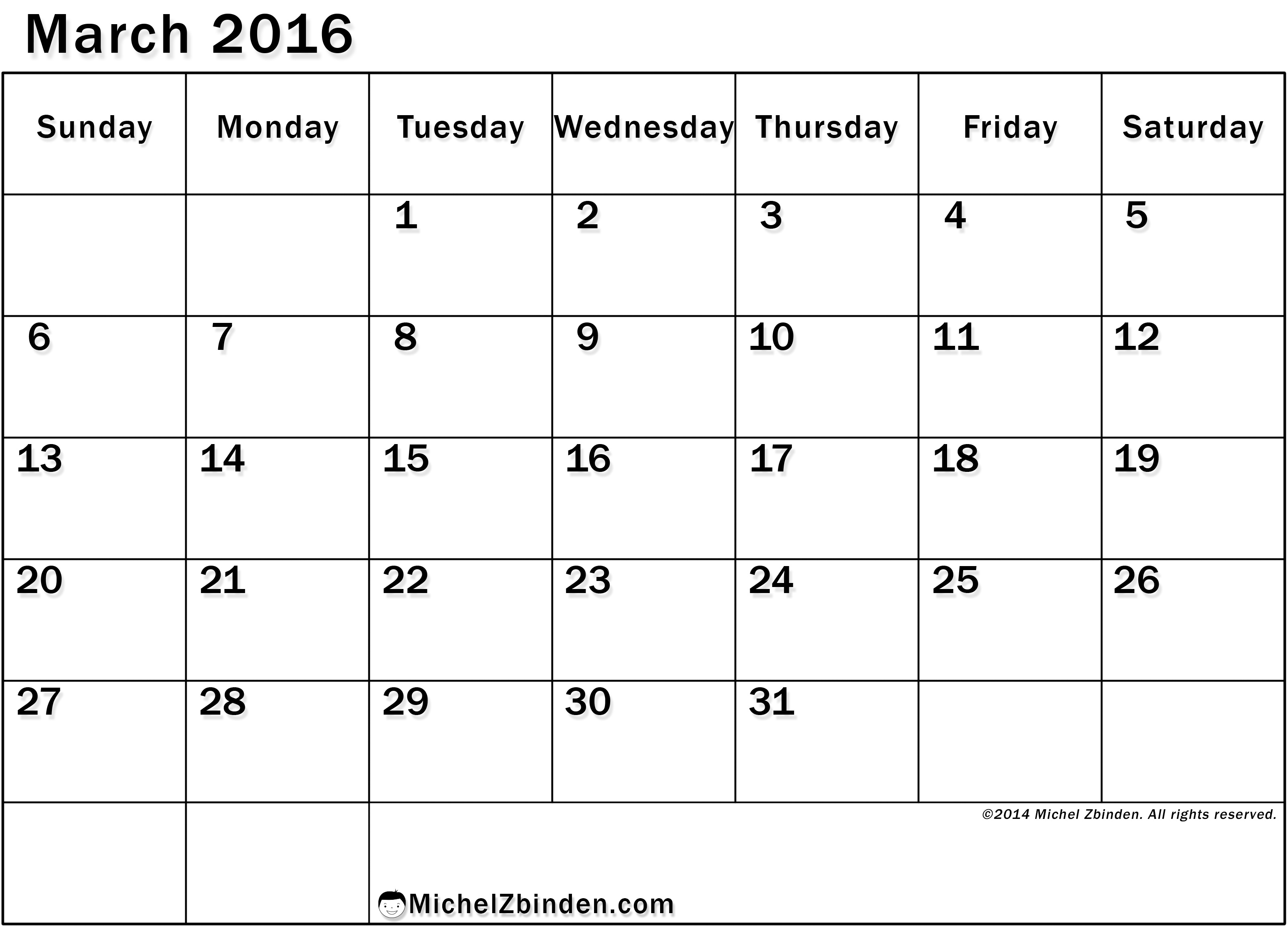 2016 clipart 2016 calendar. March 
