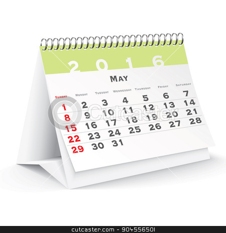 Desk calendar stock vector. 2016 clipart may 2016