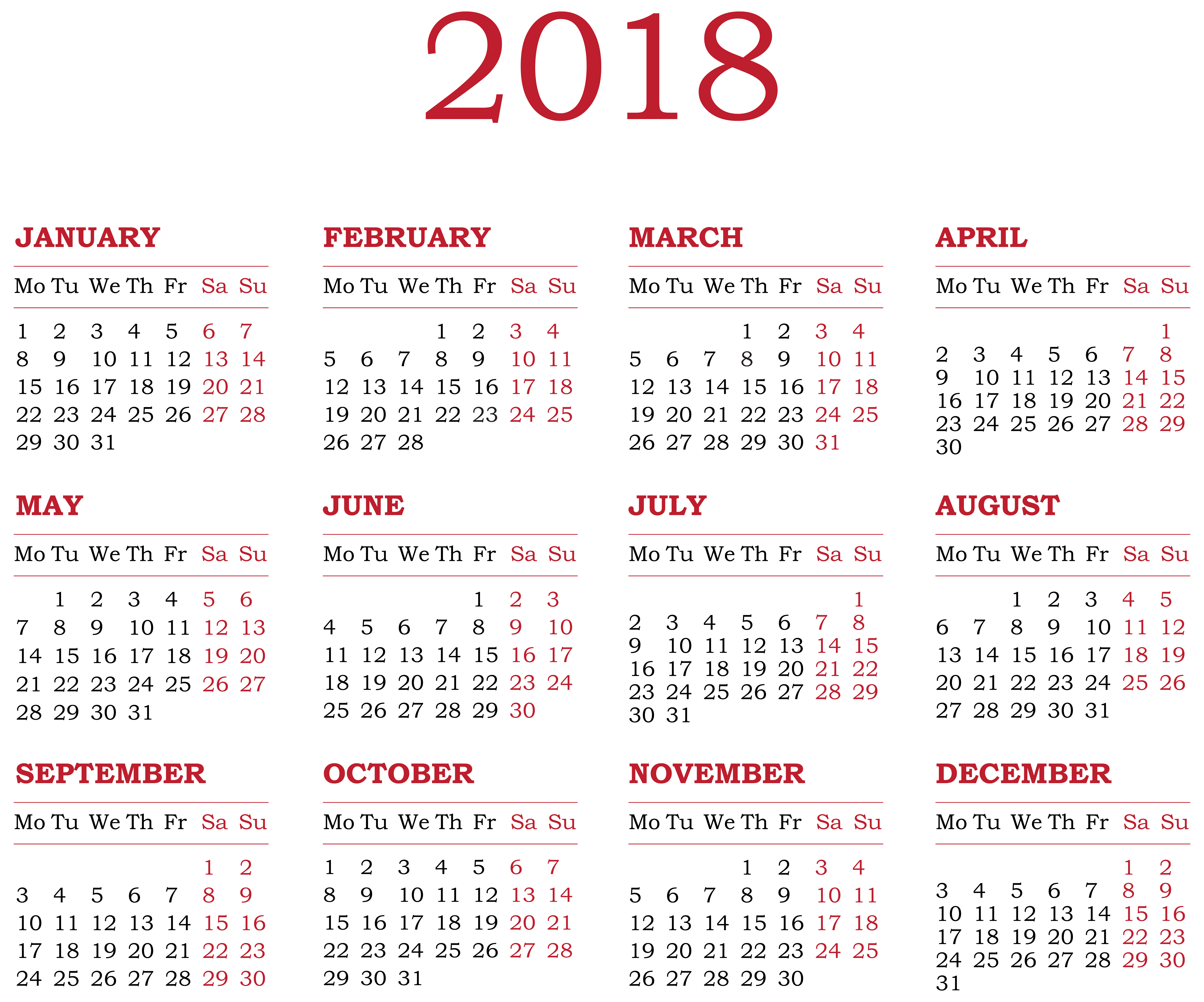  calendar transparent png. 2018 clipart calender