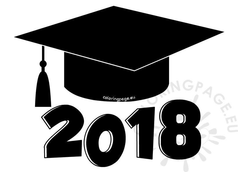 2018 clipart graduation cap. Clip art coloring page