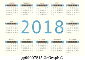 Vector illustration calendar year. 2018 clipart simple