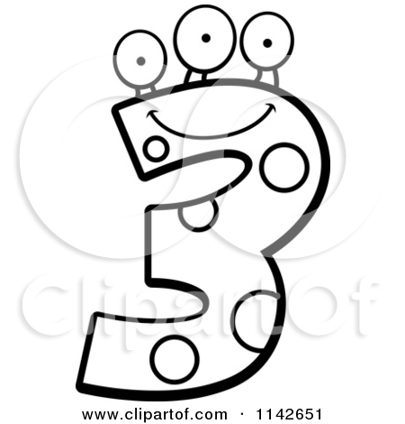 Number drawing at getdrawings. 3 clipart black and white