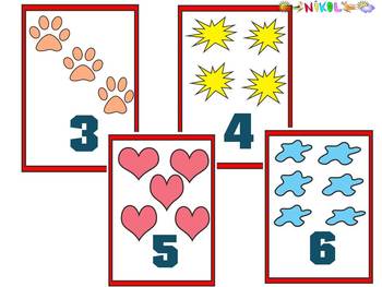 3 clipart individual number. Flashcards numbers and pictures