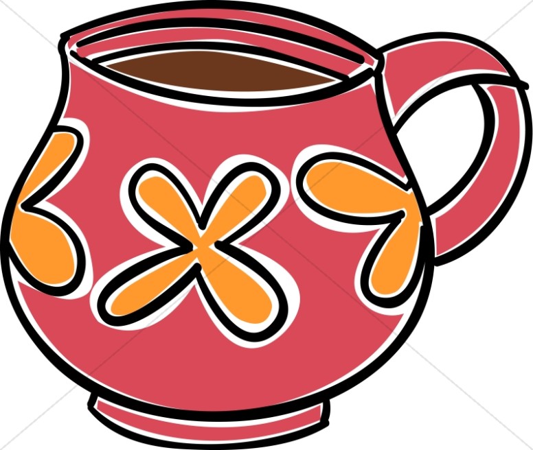 3 clipart mug. Red and orange coffee