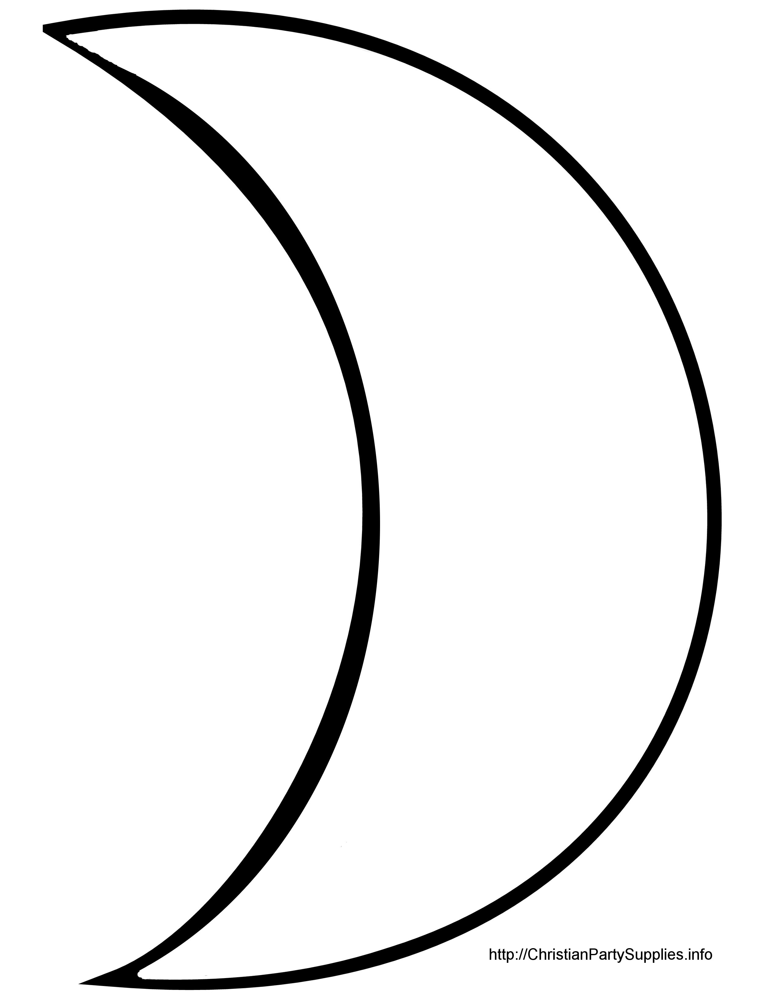 Half moon . A clipart outline