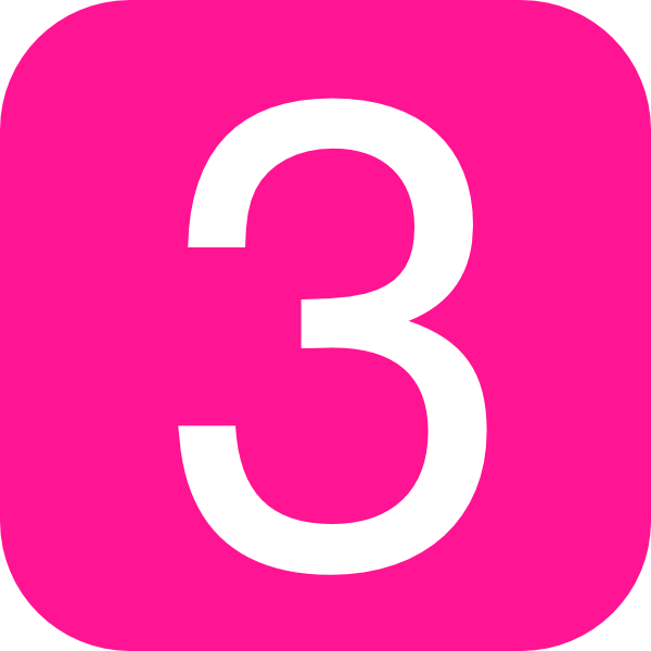 3 clipart pink number 3. Rounded square with clip