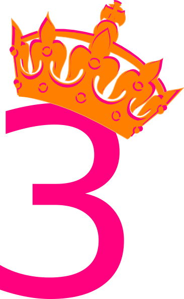Tilted tiara and clip. 3 clipart pink number 3