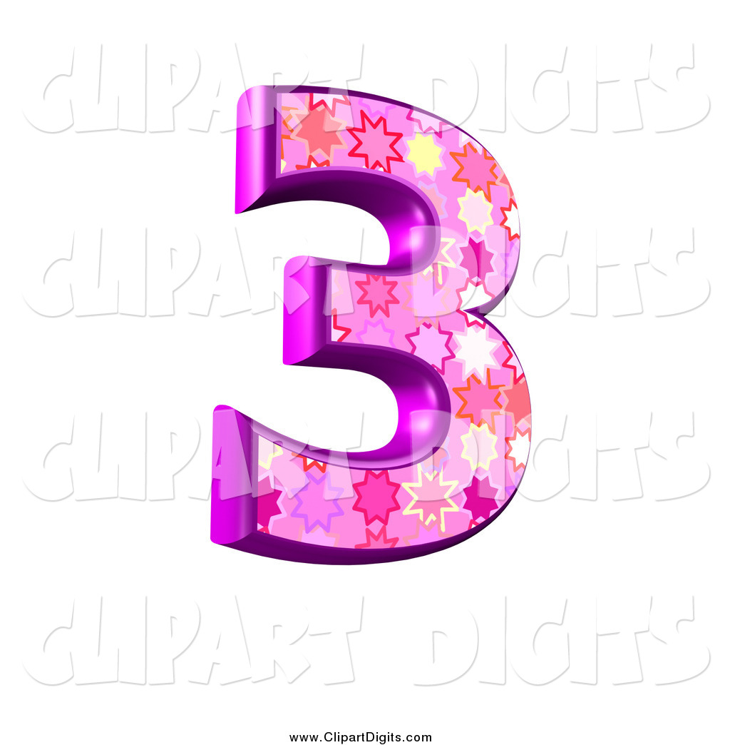 Clip art of a. 3 clipart pink number 3