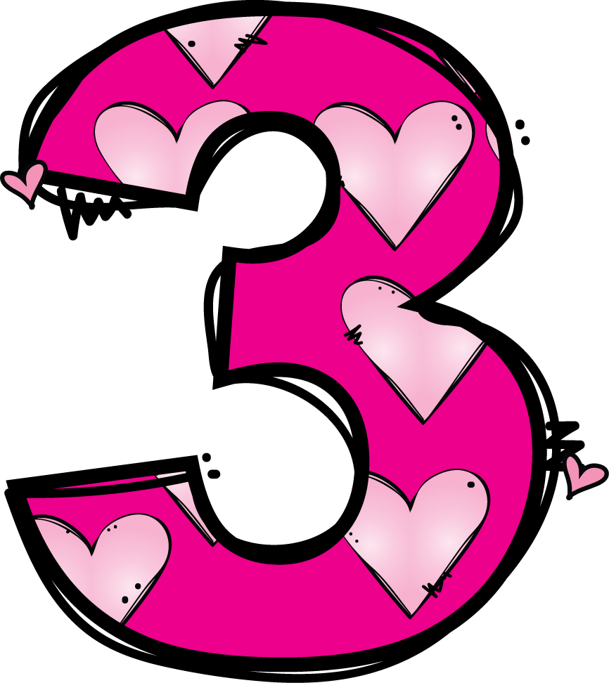 3 clipart pink number 3.  numeros pinterest clip