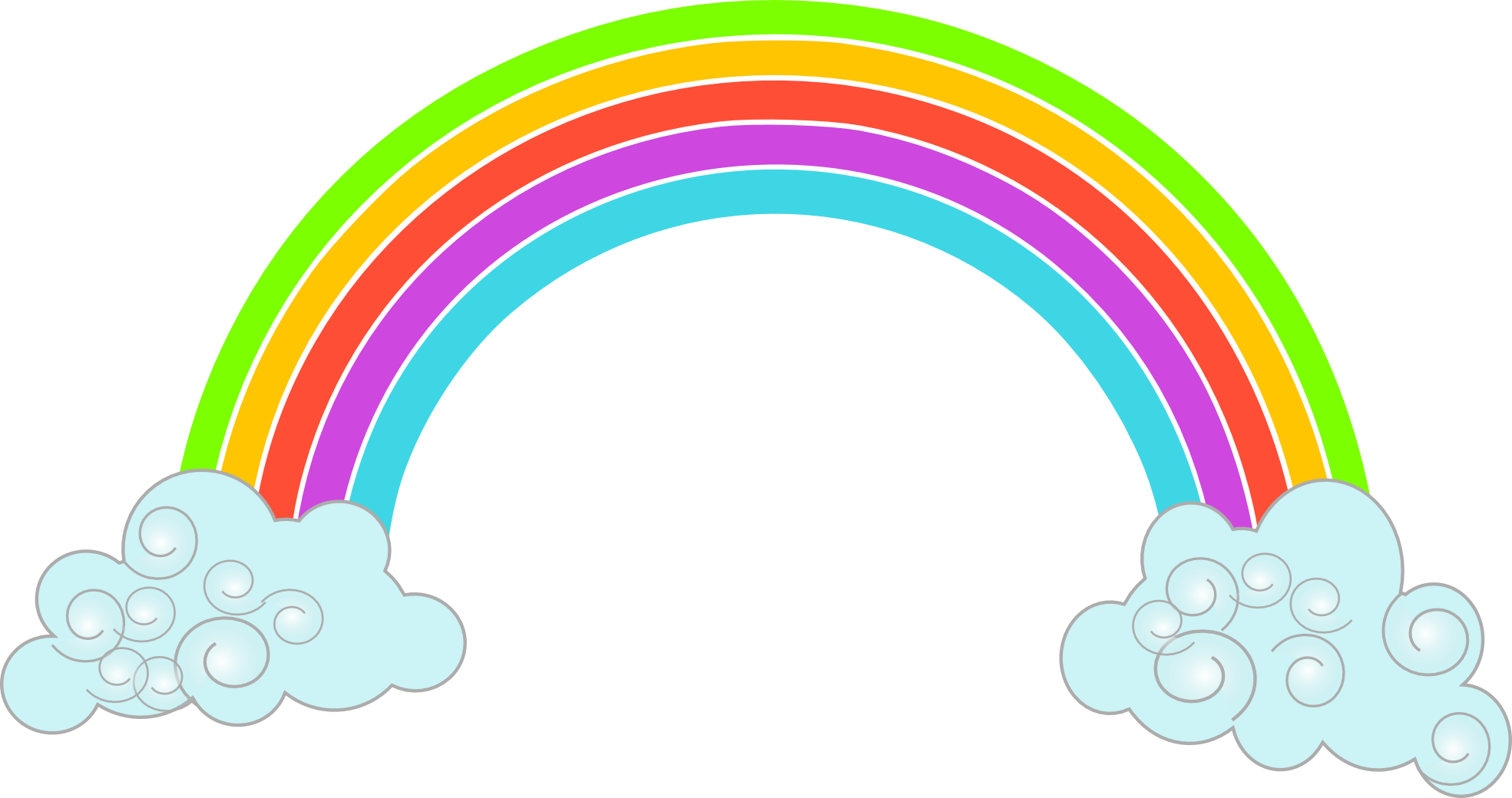 3 clipart rainbow. With clouds png free