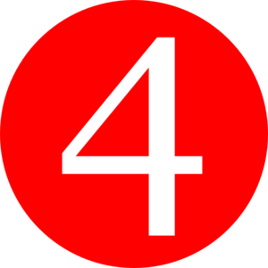 4 clipart. Red rounded with number