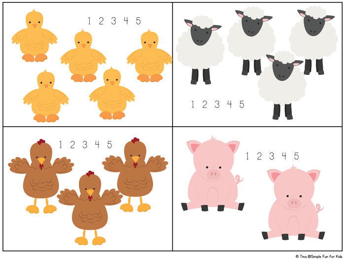 4 clipart animal number