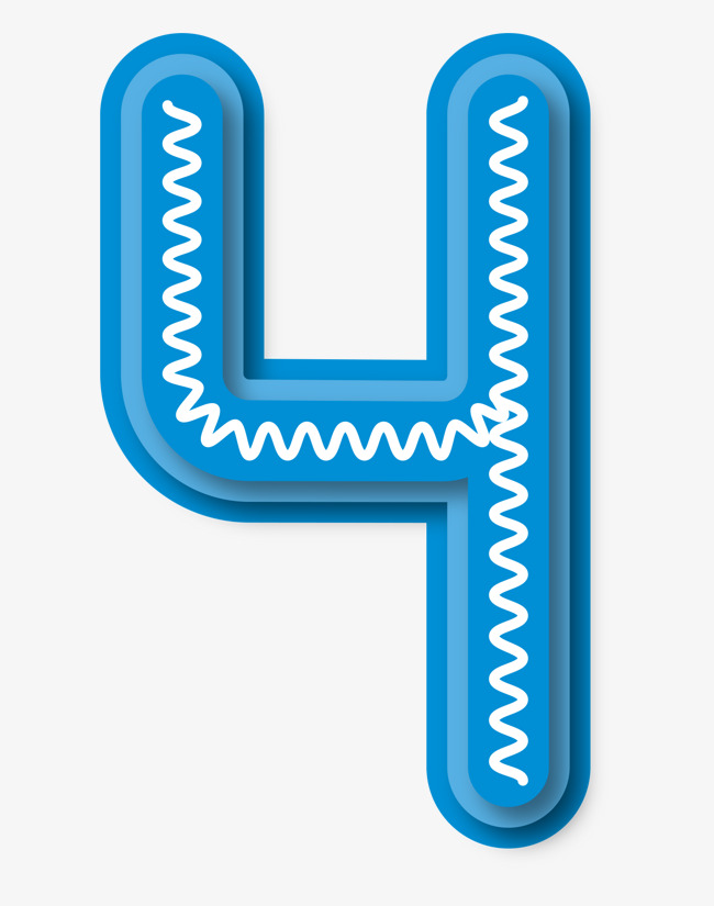Rounded numbers curve decoration. 4 clipart blue