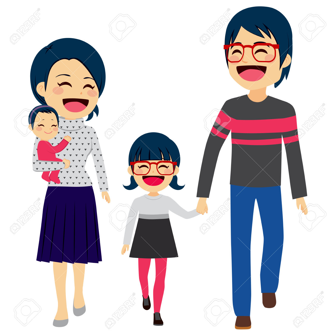 4 clipart family member.  collection of asian