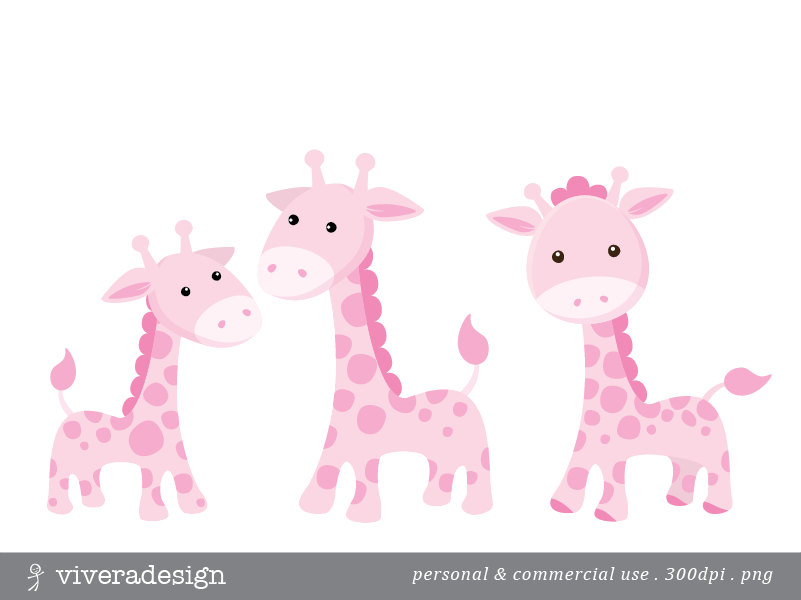 Pink digital clip art. 4 clipart giraffe