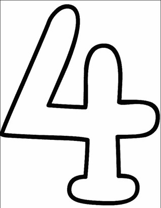 Numbers coloring pages print. 4 clipart number 4