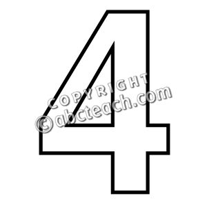 4 clipart number outline