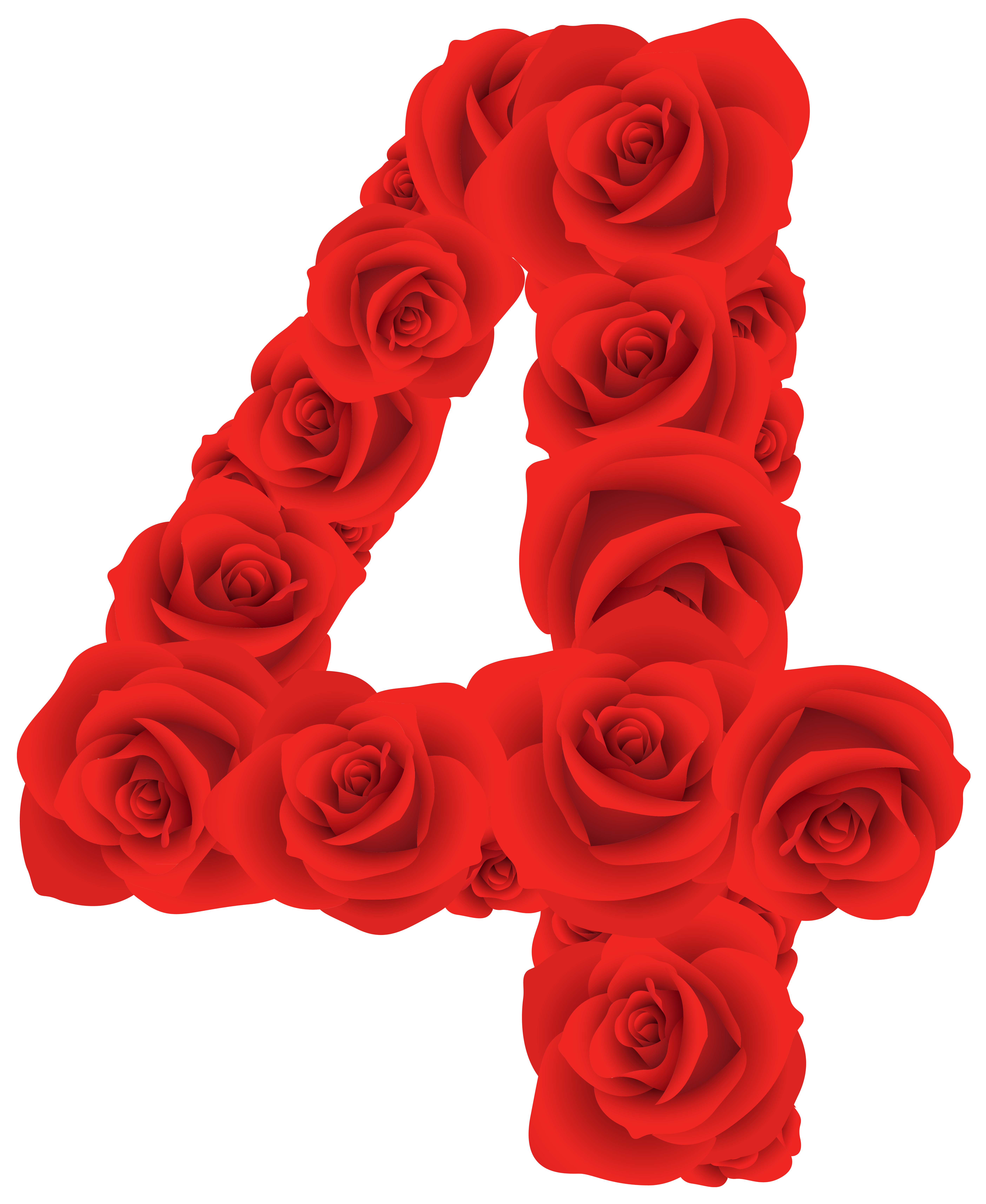 Roses number four png. 4 clipart red