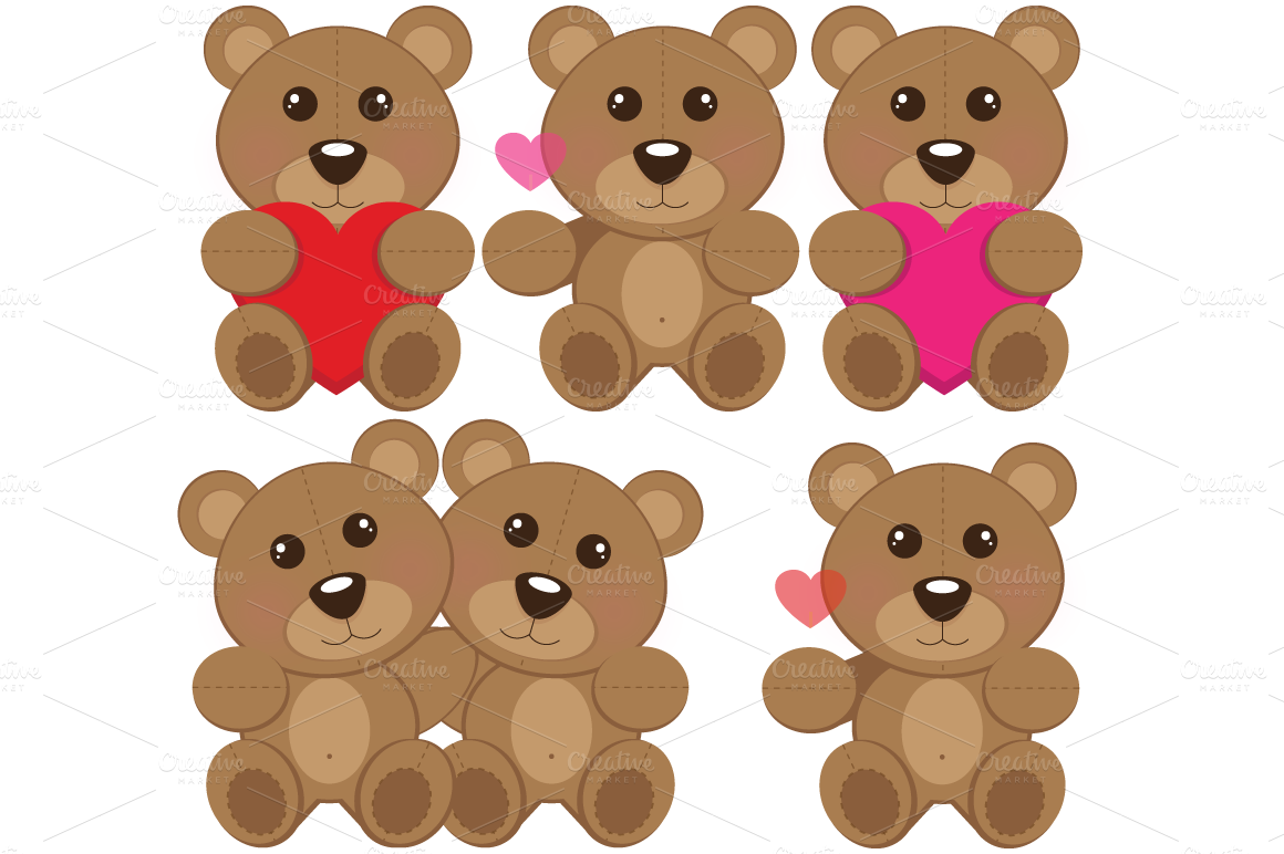 4 clipart teddy bears