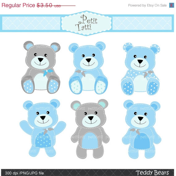 4 clipart teddy bears