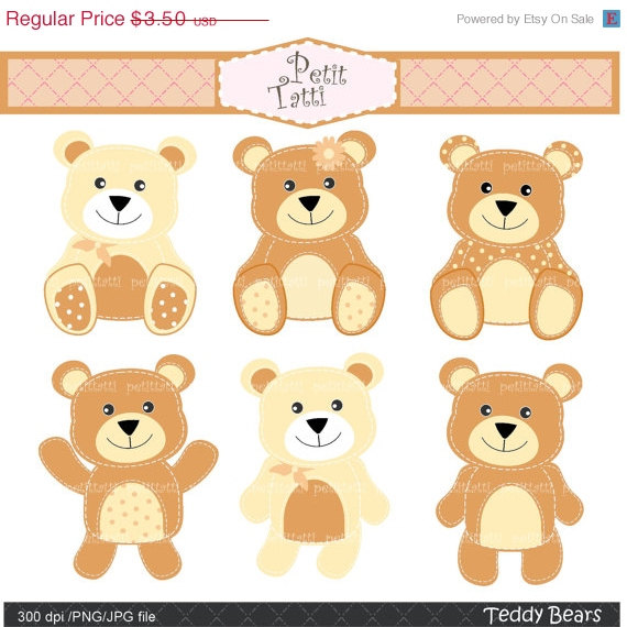 4 clipart teddy bears