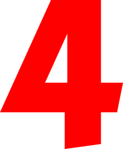 4 clipart transparent. Red number 