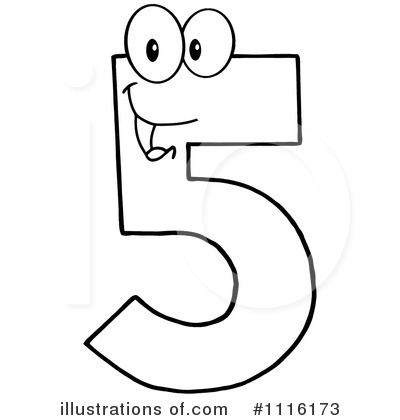 5 clipart black and white