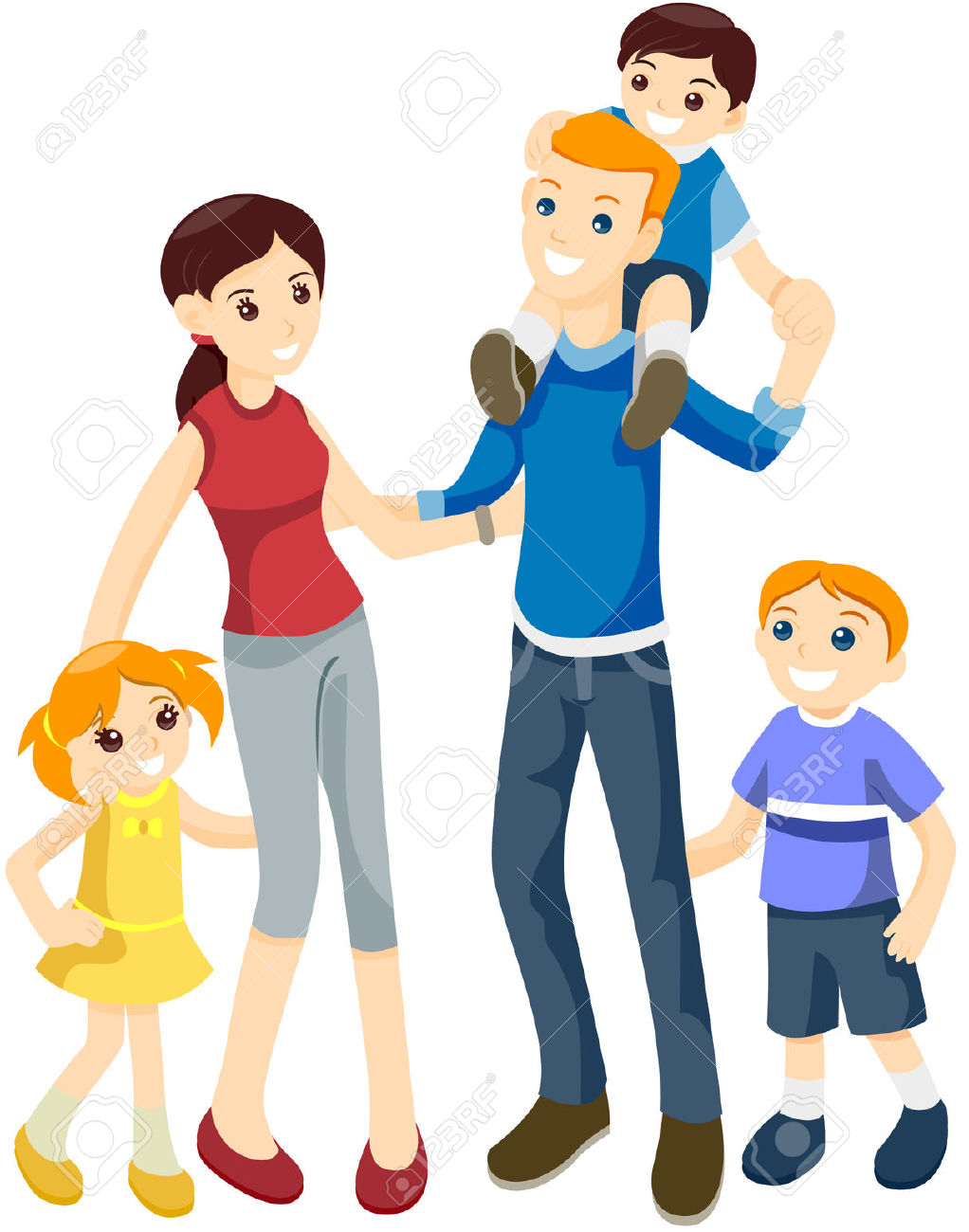 5 clipart family. Happy collection of picture