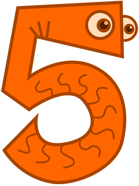 5 clipart orange number
