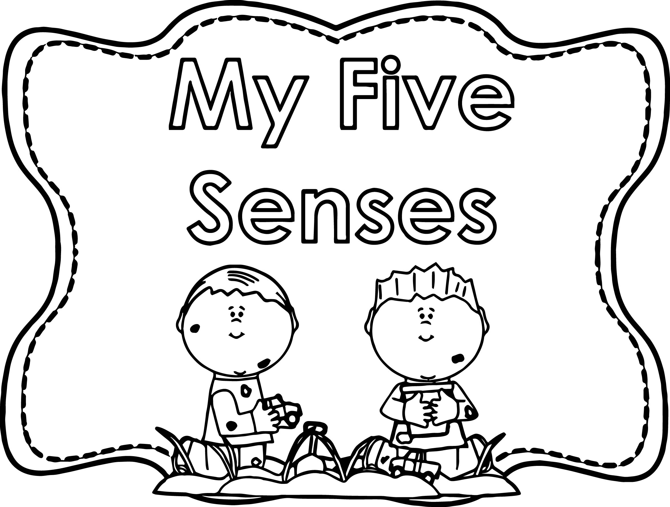 The five pages lovely. 5 senses clipart coloring page