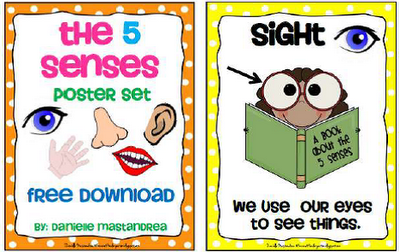  poster set free. 5 senses clipart kindergarten
