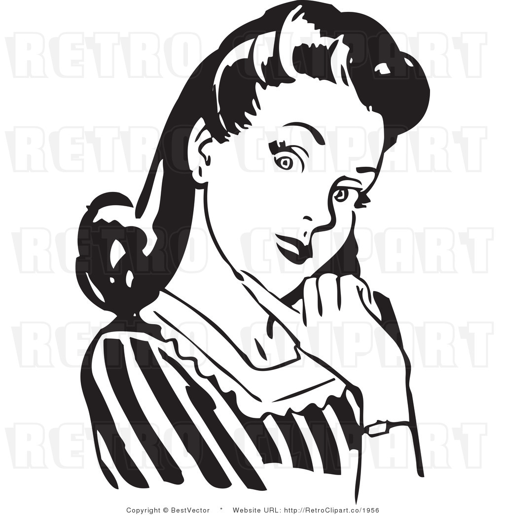 50s clipart black and white