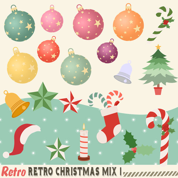 Retro mix s clip. 50s clipart christmas
