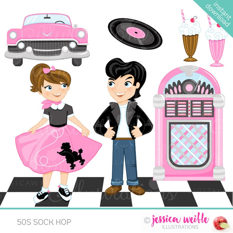  s sock hop. Jukebox clipart car