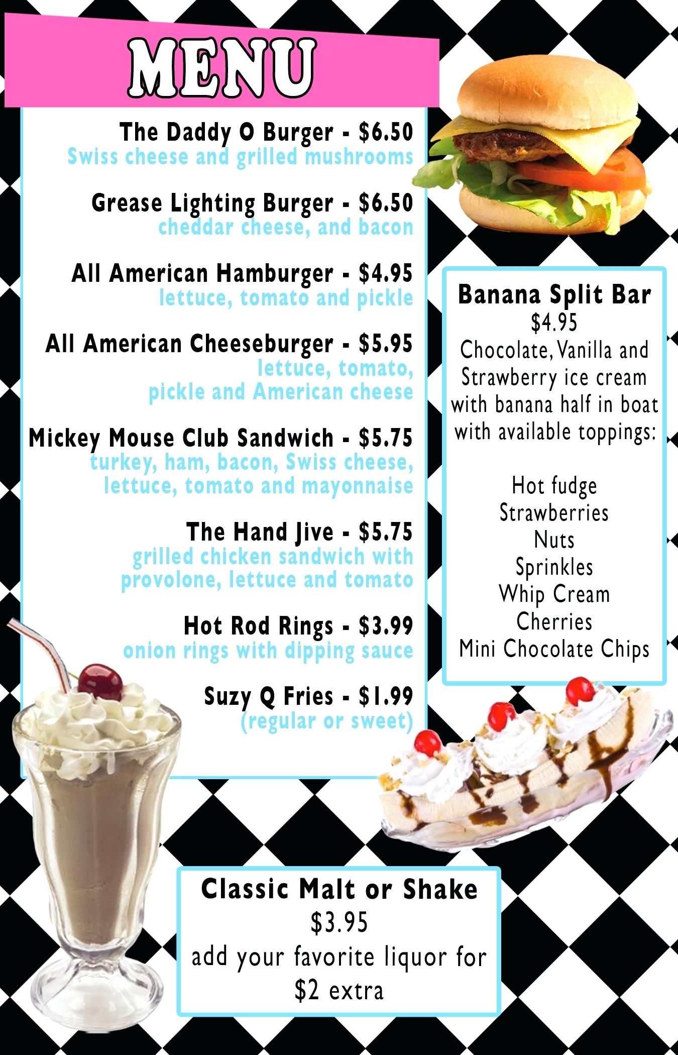 50s Diner Menu Template Flyer Template