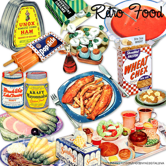 50s clipart food. Retro vintage s cooking