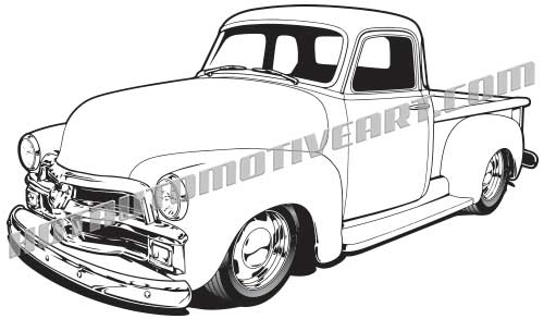 50s clipart truck.  chevy custom vector