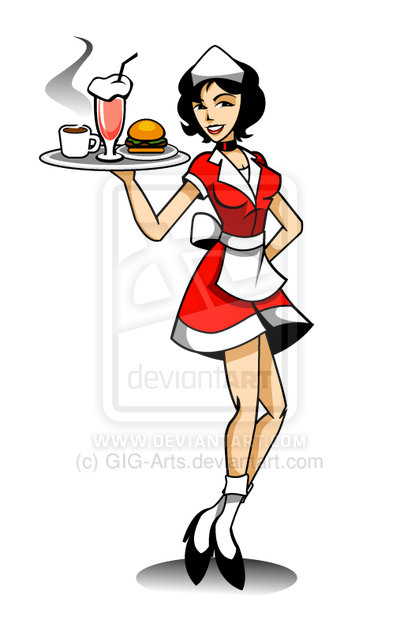 Diner background pencil and. Waitress clipart 50's