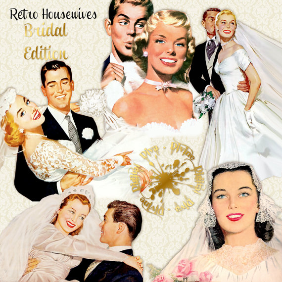 50s clipart wedding