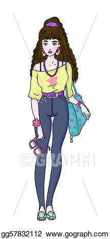 80's clipart 80 girl. Drawings s stock illustration