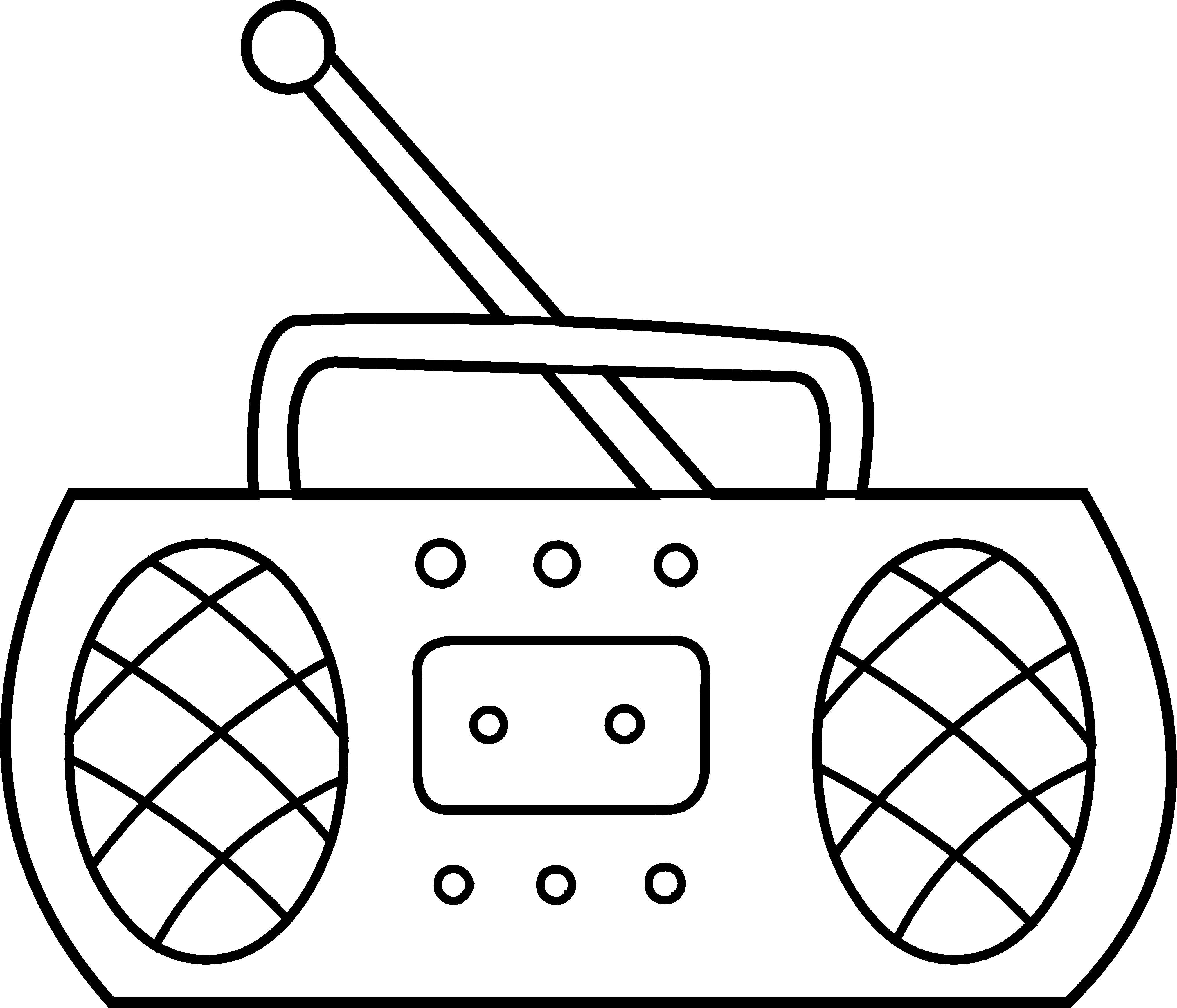 Radio coloring page free. 80's clipart black and white
