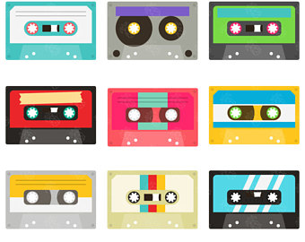 Art etsy retro tapes. Boombox clipart cassette tape
